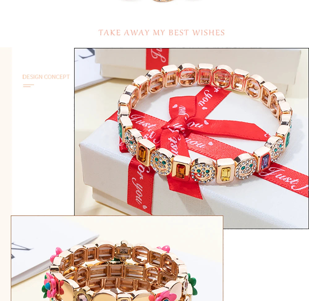 Gold Flower Charm Beaded Bracelet for Women | Boho Summer Jewelry Gift 2023