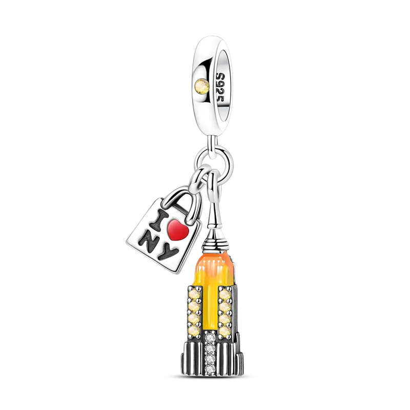 925 Sterling Silver Travel Charms | London Big Ben Eiffel Tower Bead