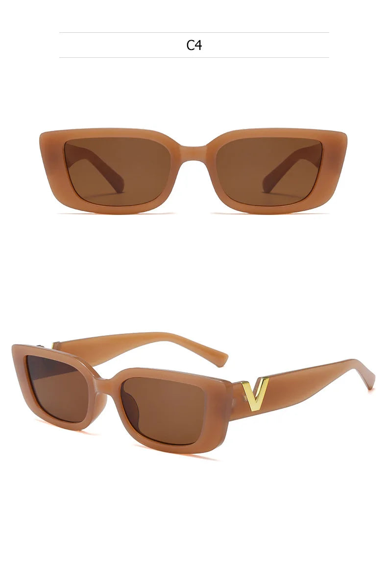 Retro Rectangle Sunglasses for Women – Brand Designer Vintage Small Frame Luxury Sun Glasses | Classic Black Square
