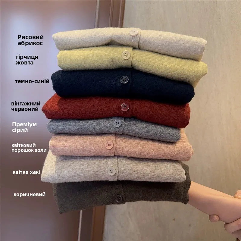 Soft Woolen Knitted Cardigan for Women – Loose Fit V-Neck Korean Style Sweater Jacket, Spring 2024 Outerwear