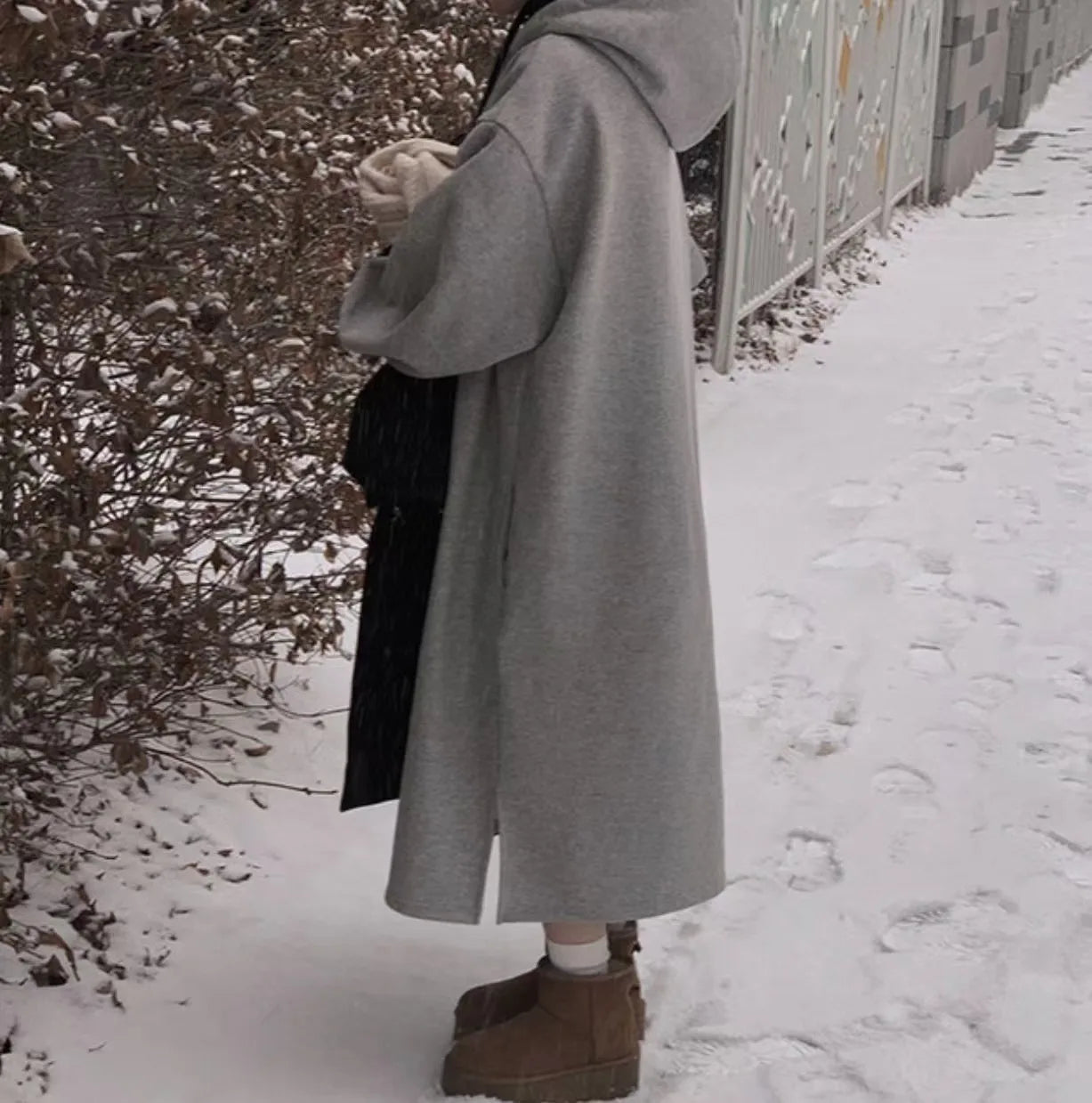 Chic Winter College Long Hoodie Dress ❄️ Lazy Fleece A-Line Side Slit Dress 👗 Pure Color Polyester Fiber 🧵