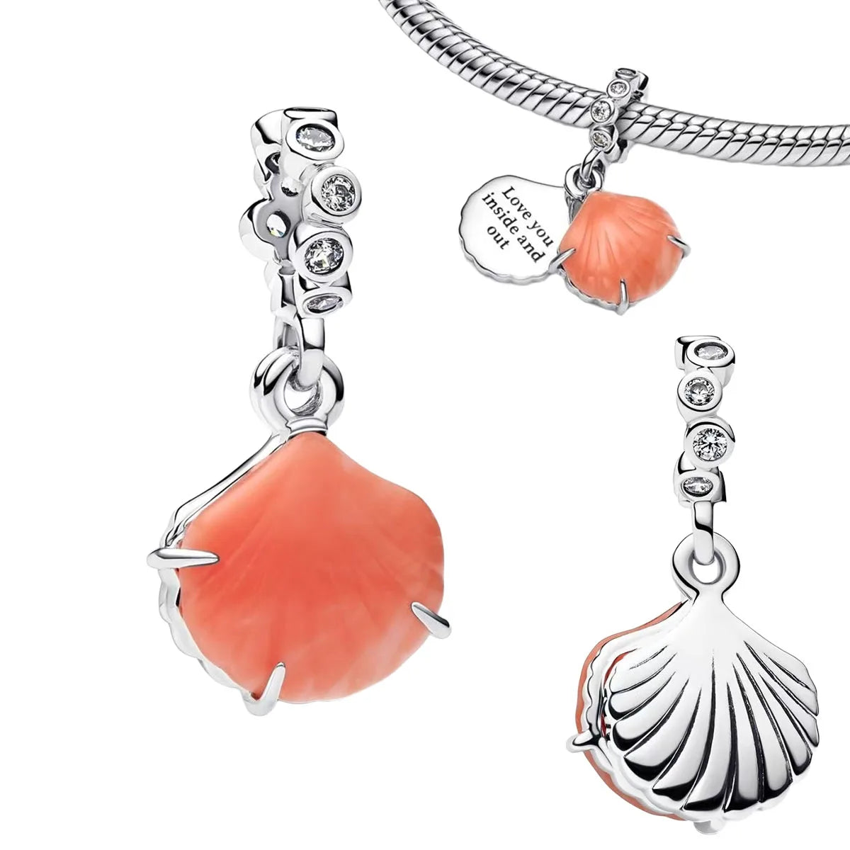 Romantic Pink Flowers 925 Sterling Silver Charms | Bag Lipstick Heart Bow Rose Bead Fit Original Bracelet DIY Jewelry Gift