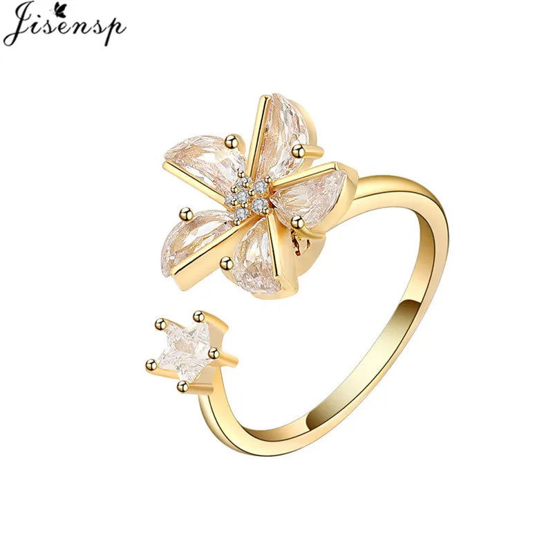 Luxury Fashion Fidget Spinner Ring | Crystal Planet & Butterfly Finger Ring for Women, Anti-Stress Jewelry