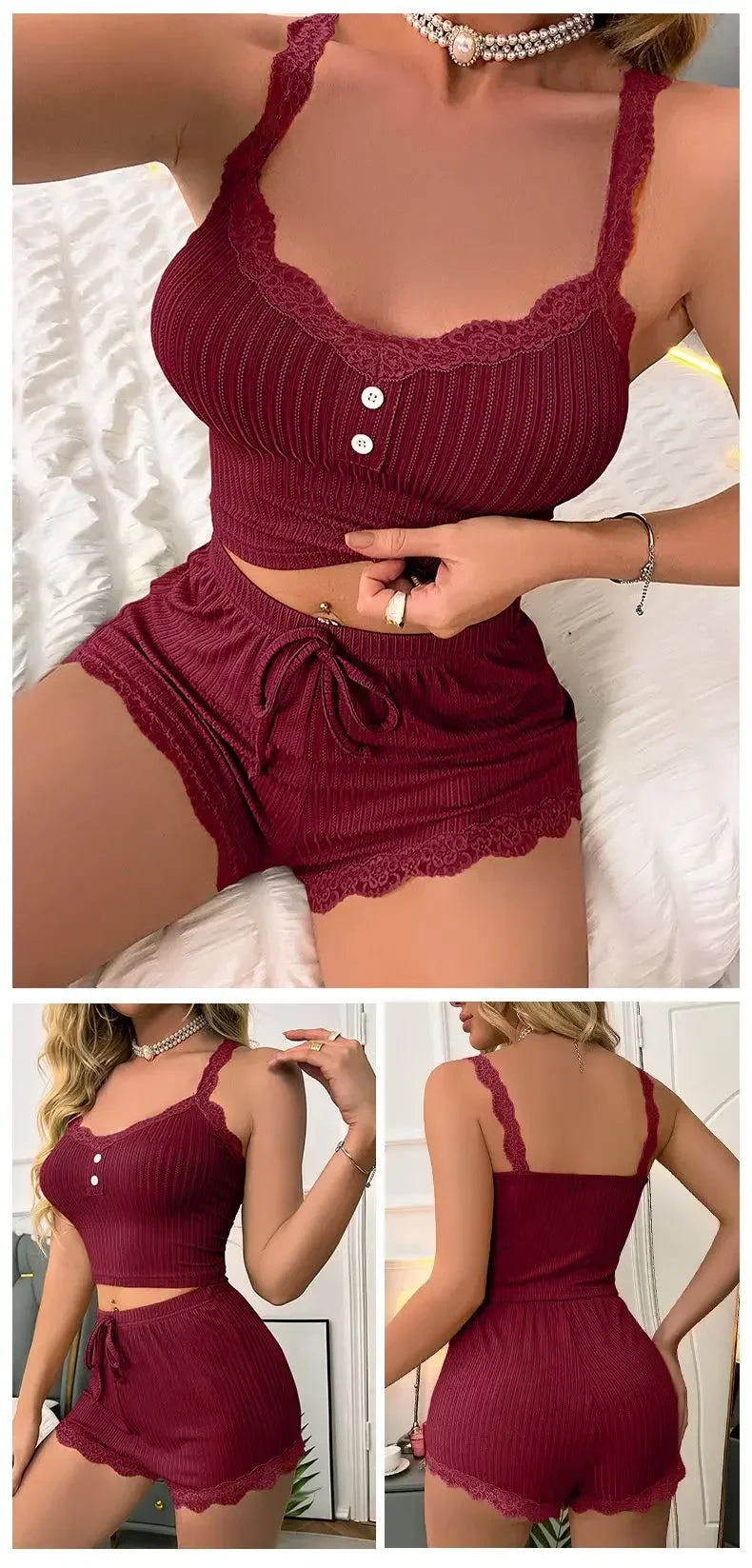 🌙 Women’s Summer Pajama Set 👚 Sexy Sleepwear & Lounge Pants 🛌 Comfortable Women’s Nightwear