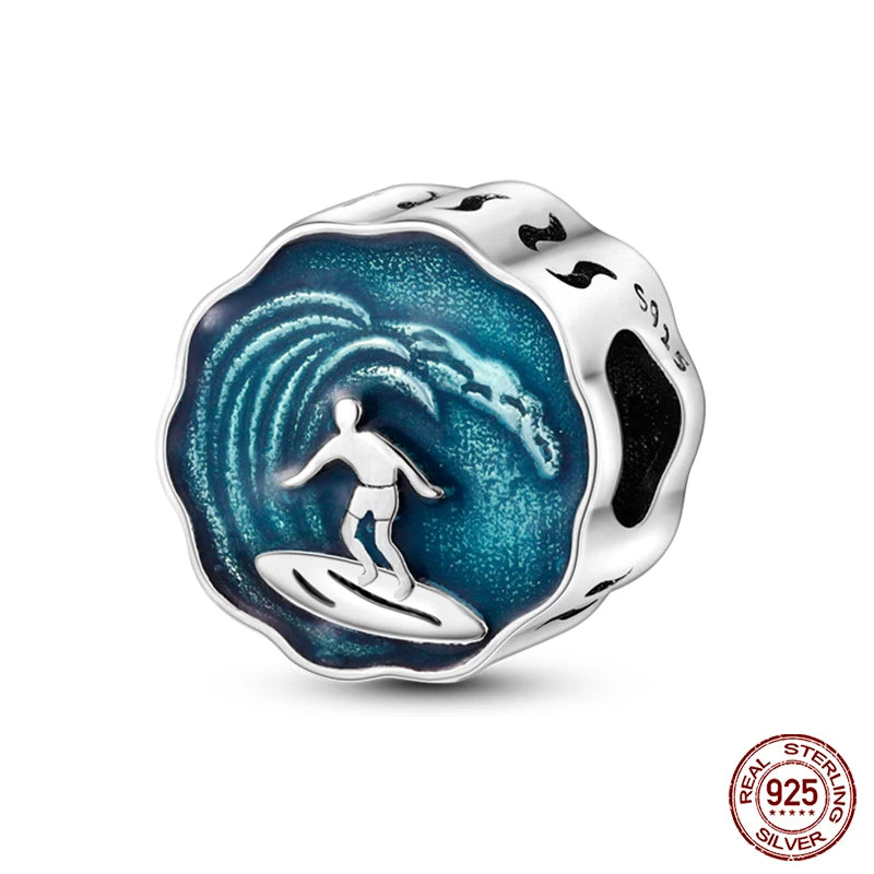 Blue Ocean Series 925 Sterling Silver Turtle Crab Mermaid Charms for 3mm Bracelet
