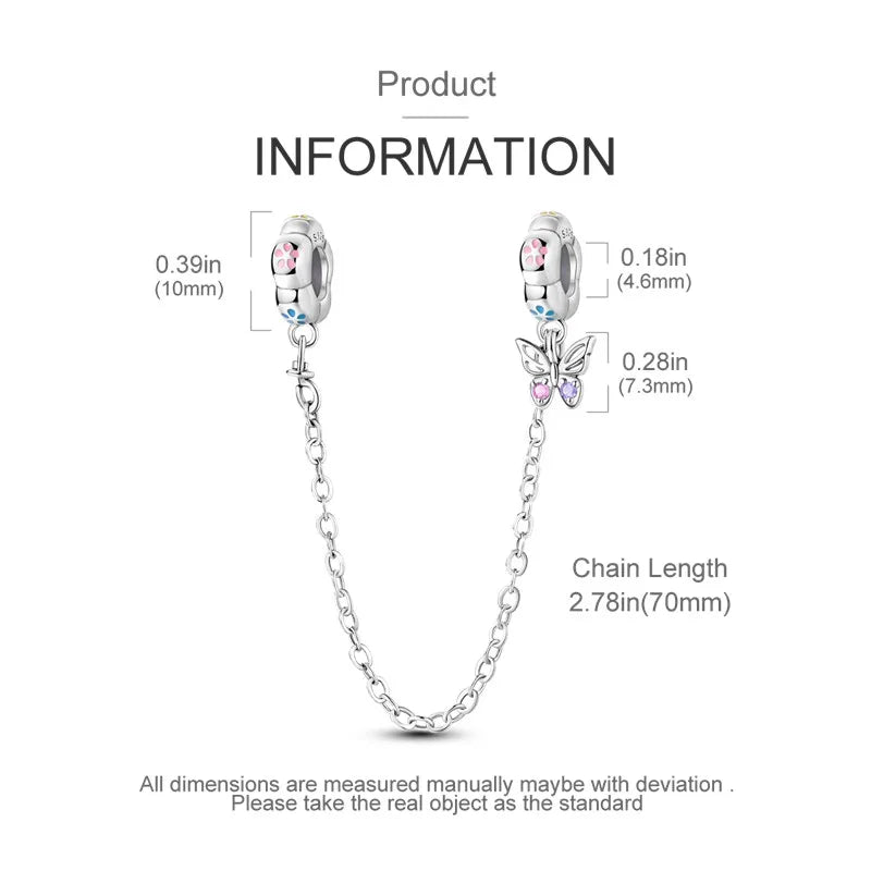 925 Sterling Silver Star Moon Safety Chain Charm | Pandora Fit Jewelry