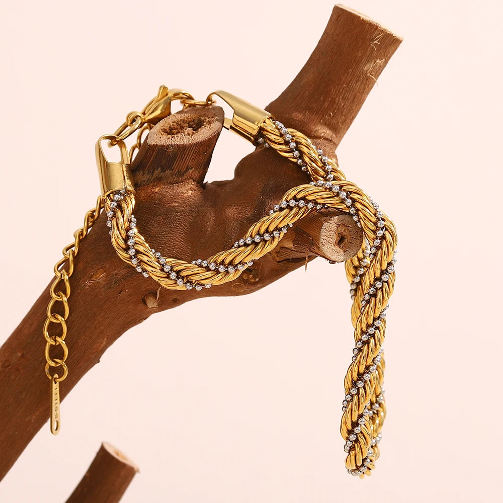 E.B.belle Mixed Color Twisted Clip Bead Bracelet | PVD Plated Stainless Steel Women’s Anklet Chain Jewelry Accessory