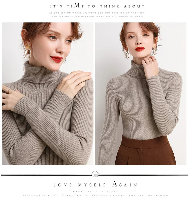 Heliar Women’s Fall Turtleneck Sweater – Soft Knitted Cashmere Pullover, Basic Warm Jumper for Autumn Winter 2024