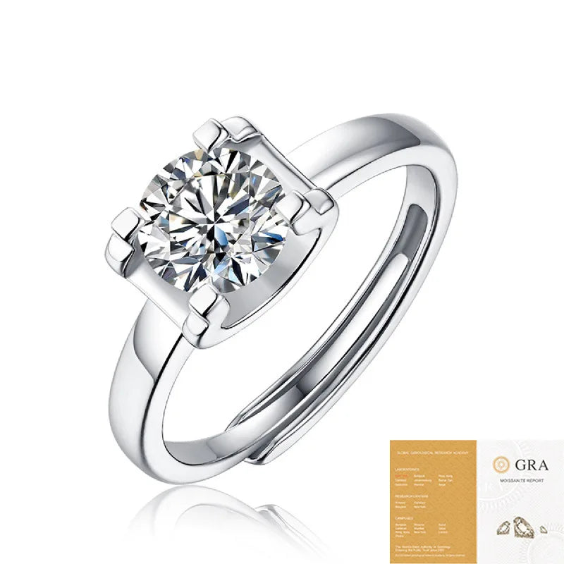 1ct D Color Moissanite Engagement Ring 925 Sterling Silver Gold Plated Solitaire Ring