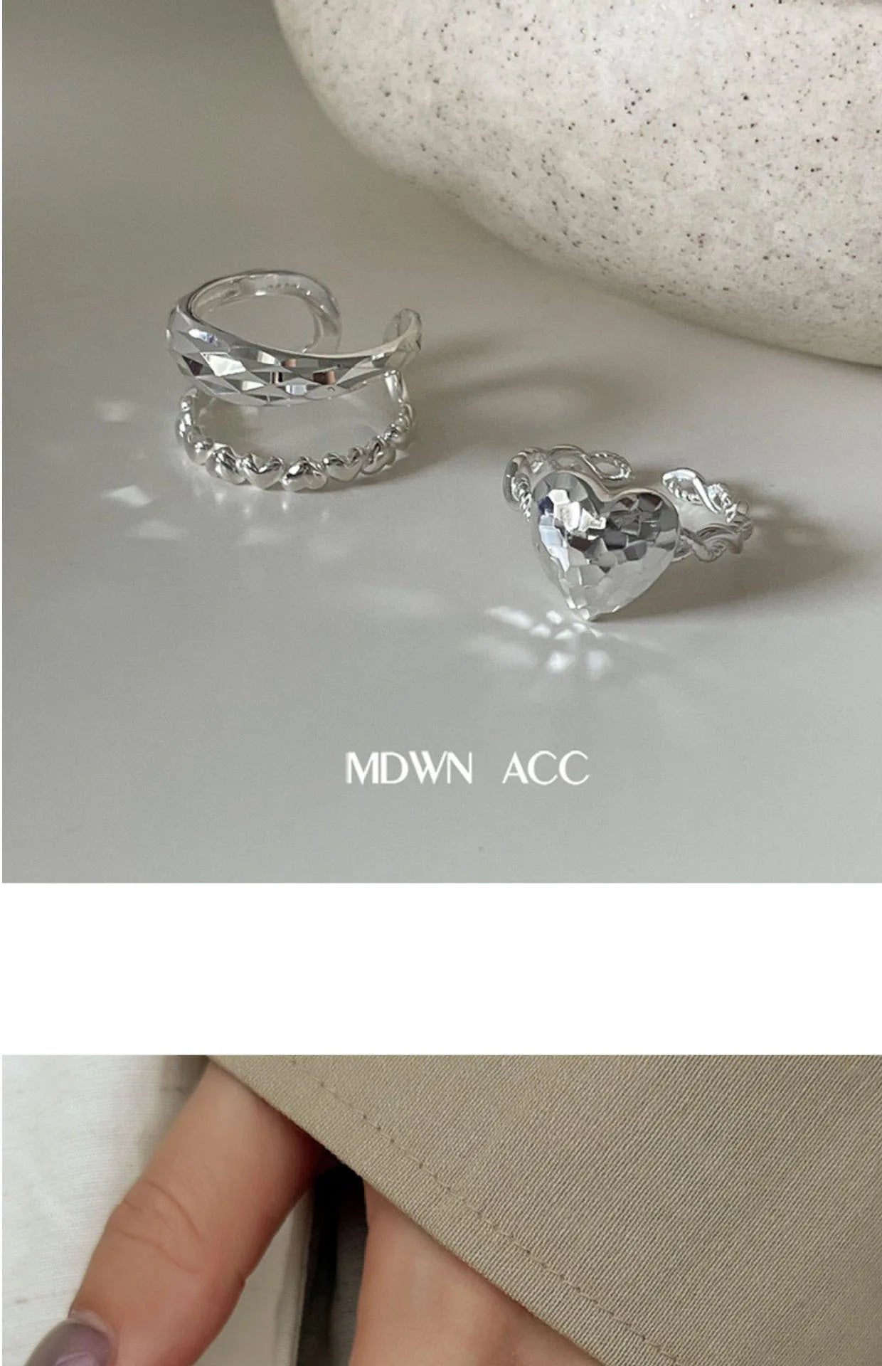 VENTFILLE 925 Sterling Silver Love Heart Ring – Double Layer Irregular Minimalist Women’s Jewelry Gift