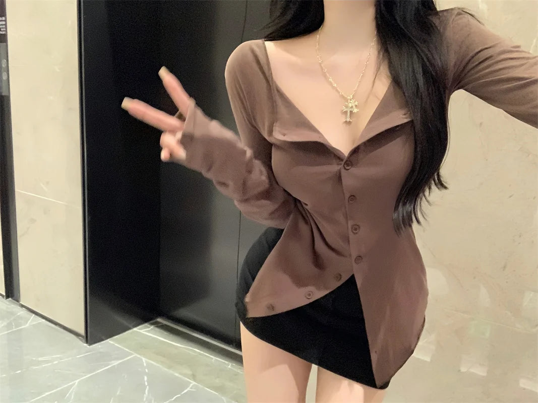 Women's Slimming Long Sleeve Cardigan | Korean Style Open Front Coat | Autumn Fashion Casual Outerwear