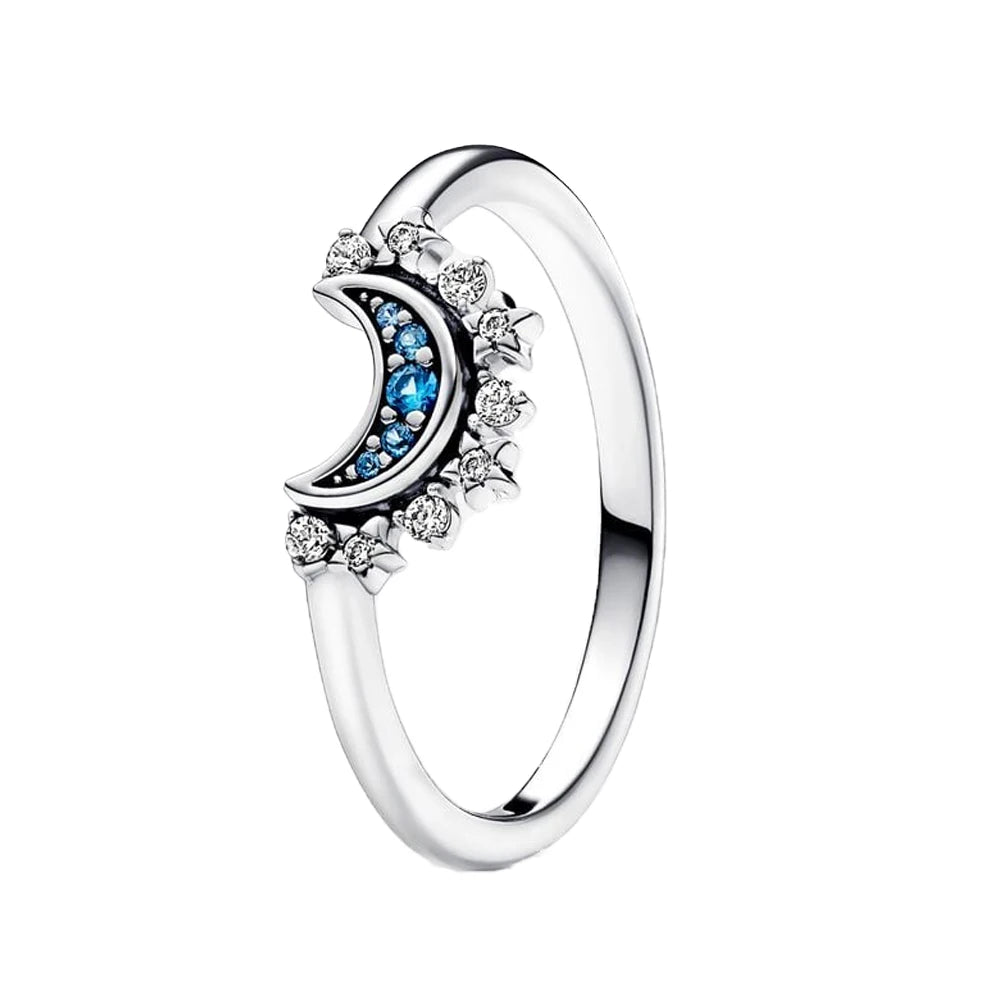 925 Sterling Silver Sun & Moon Couple Rings | Shining Zircon Romantic Jewelry Gift for Lovers
