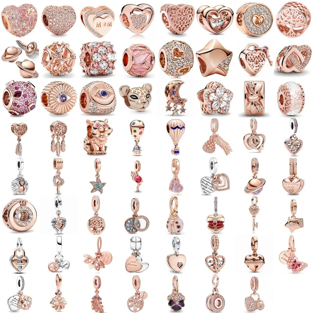 Hot Selling Rose Gold Firefly & Key Pendant Bead | 925 Sterling Silver Charm for Original European Bracelet