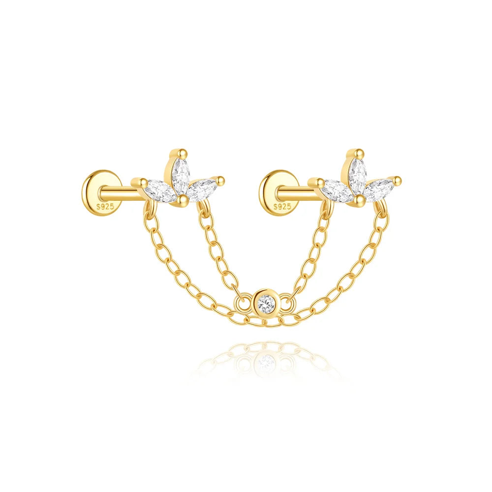 CANNER 925 Sterling Silver Horse Eye Tassel Zircon Drop Earrings – Minimalist Geometric Jewelry for Women