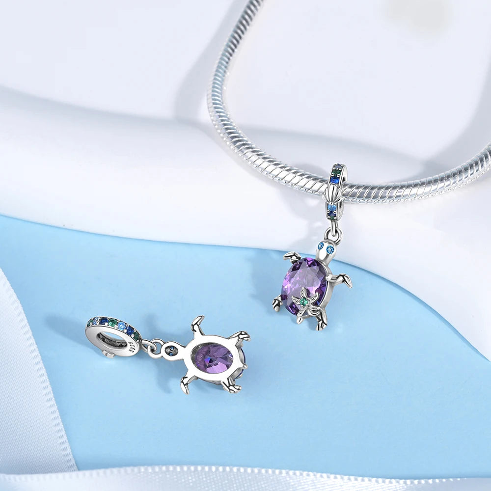 Hot Sale 925 Sterling Silver Summer Ocean Star & Turtle Dangle Charm Bead | Fit Pandora Bracelet
