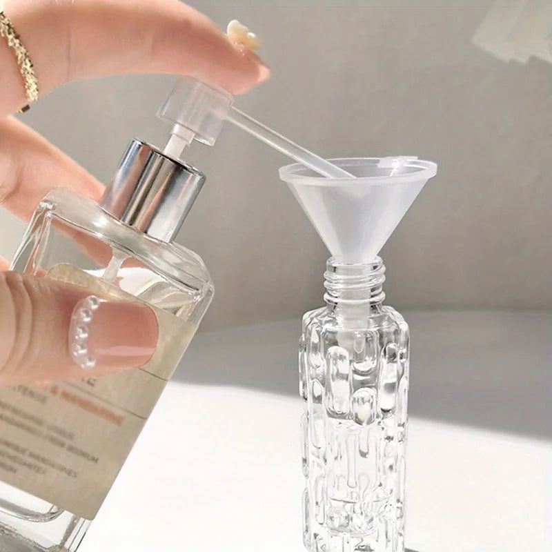 4PCS Transparent Glass Perfume Spray Bottles – Empty Refillable Mini Bottles with Lids | Portable Travel Sub-Bottles
