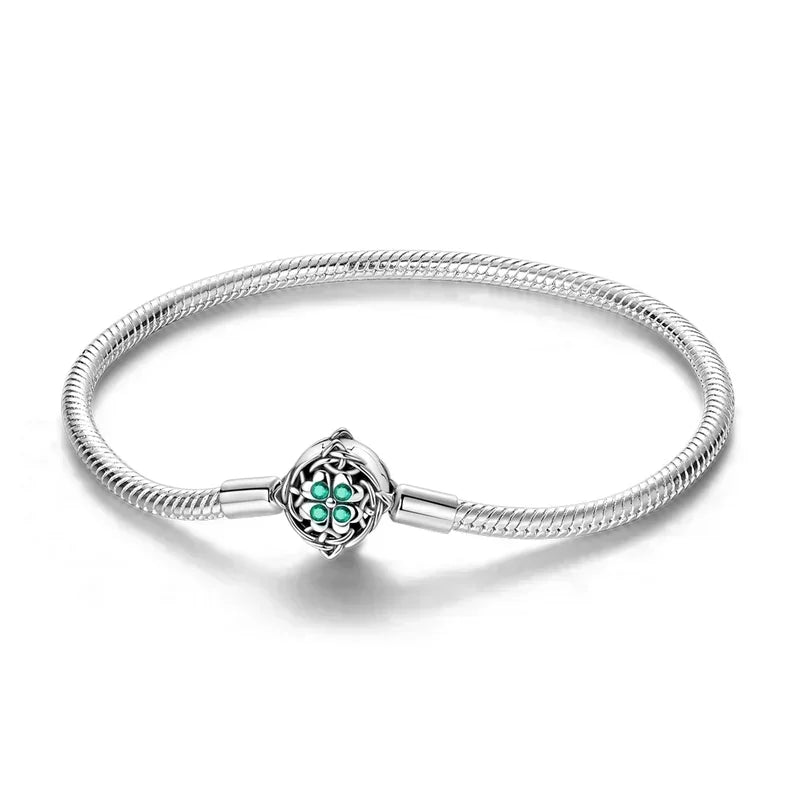 925 Sterling Silver Heart & Star Moon Bracelet | Pave Zirconia Snake Chain, Cat Claw Love Bangle for DIY Jewelry