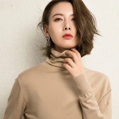 Women’s Autumn Winter Turtleneck Sweater – Slim Fit Korean Fashion Long Sleeve Pullover Knitwear ❄️🌿