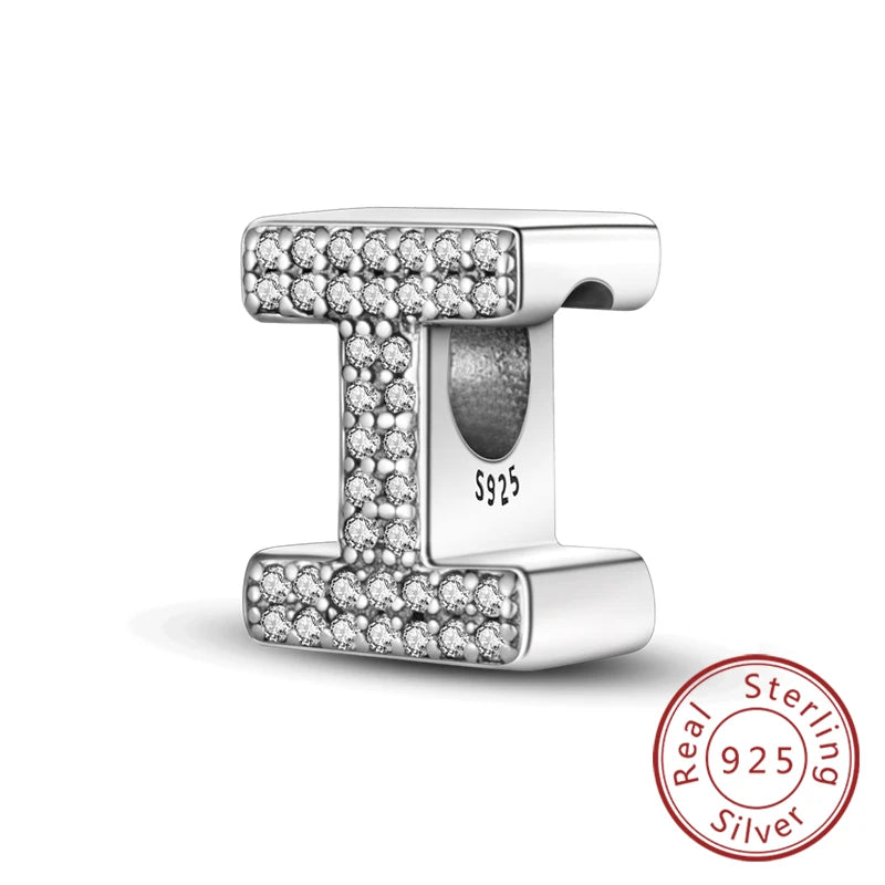 925 Sterling Silver A–Z Alphabet Letter Charms | 26 Letters Beads Fit Original Bracelet DIY Jewelry Making Gift