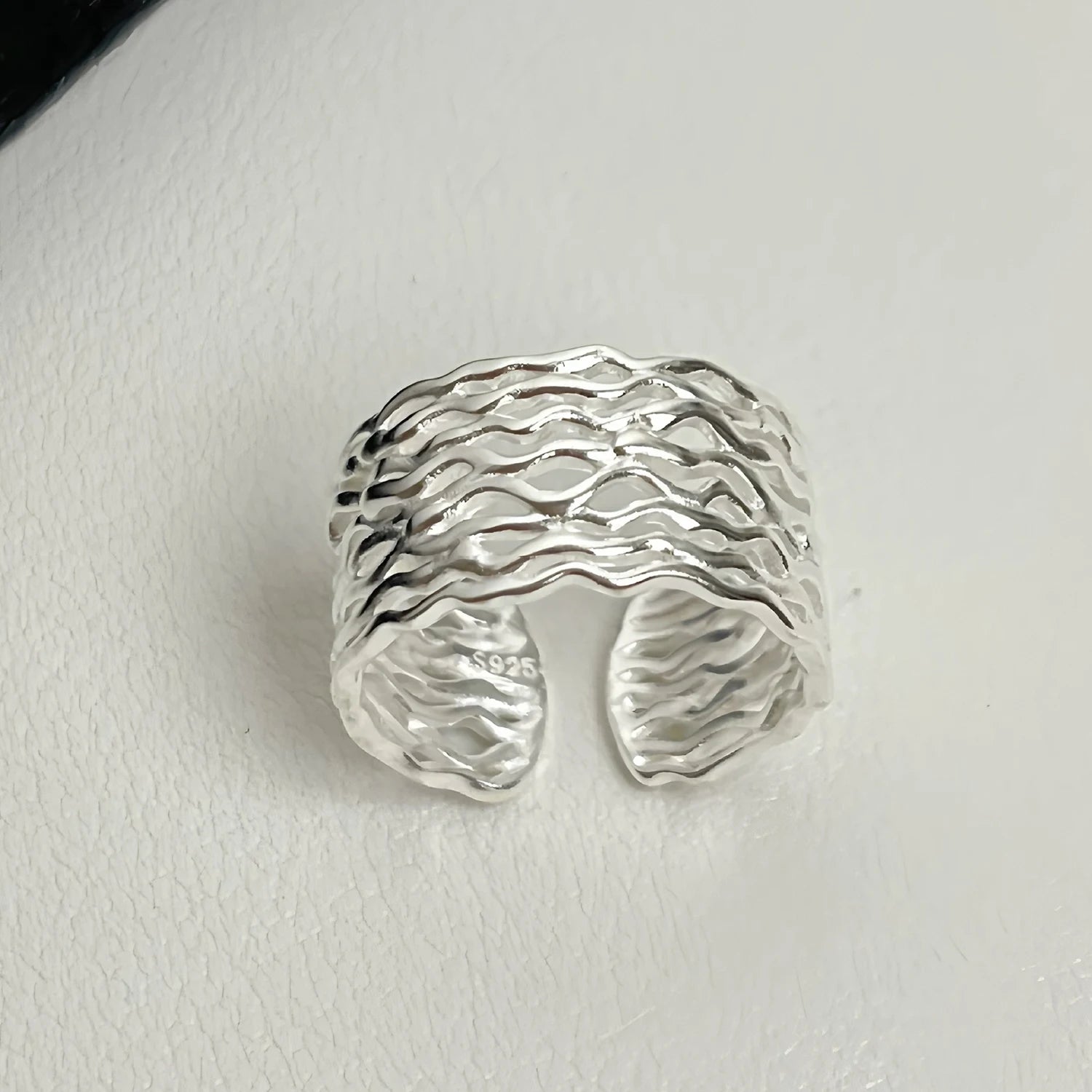 Sam Panda 925 Sterling Silver Adjustable Chain Ring | Vintage Open Finger Ring for Women & Men | Fine Jewelry Gift