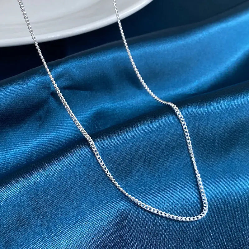 925 Sterling Silver 2MM Side Chain Necklace for Men & Women – 40-75cm Wedding Party Jewelry Gift