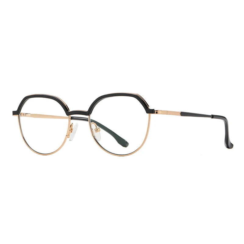 Women Round Blue Light Blocking Glasses 👓 Stylish Alloy Frame TB3201