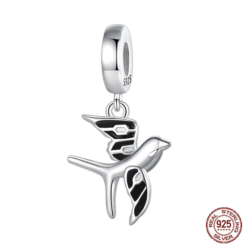 Fashion 925 Sterling Silver Colorful Butterfly Dragonfly Hummingbird Charms – Spring Series Beads Fit 925 DIY Bracelet