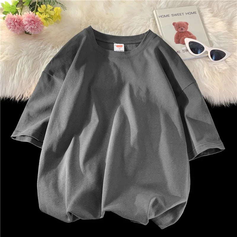 LEGIBLE 2025 Summer Women’s Cotton T-Shirt – Loose Solid Oversized O-Neck Tee 👕✨