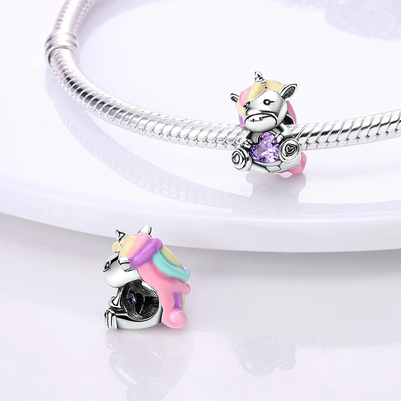 925 Sterling Silver Animal Charms | Cat, Dog & Heart Beads Fit Original Bracelet DIY Jewelry Gift for Women