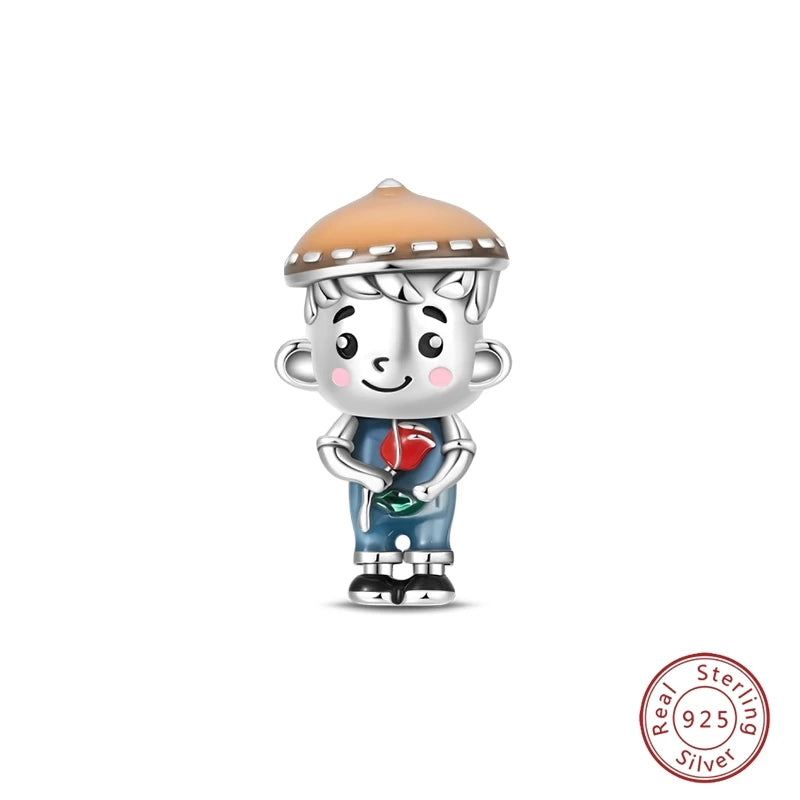 925 Sterling Silver Animal & Love Charms | Cat, Elephant, Bear, Swan & Easter Egg Beads Fit Original 3mm Bracelets DIY Jewelry