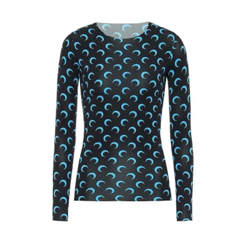 Spring Autumn Women’s Long Sleeve Ice Silk T-Shirt – Sun Protection Printed Mesh Base Layer Casual Top 🌿✨