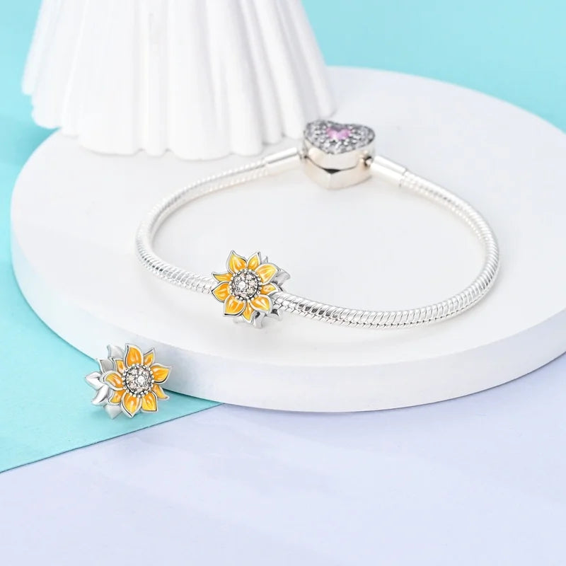 925 Sterling Silver Squirrel & Maple Leaf Charm | Shiny Zircon Autumn Beads Fit Pandora Bracelet DIY Jewelry