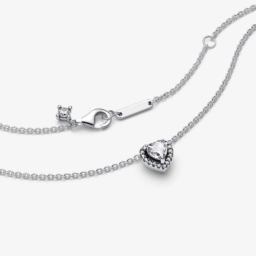 925 Silver Shining Round Double Ring & Heart-Shaped Cuban Tennis Necklace – DIY Charm Jewelry for Women