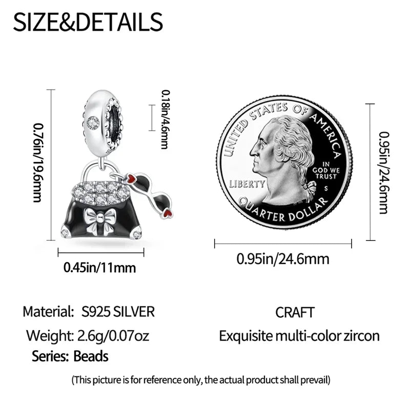 925 Sterling Silver Fashion Life Series Charms – High Heels, Lipstick, Dress & Perfume Beads Fit Pandora Bracelets DIY