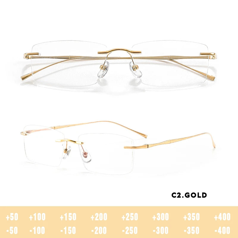 O-Q CLUB Ultra-Light Titanium Rimless Reading Glasses – Men’s Fashion Prescription Eyewear
