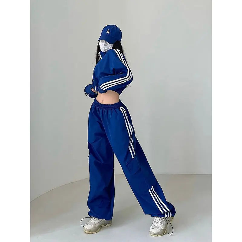 Women’s High Waist Wide Leg Pants | American Style Loose Straight Trousers with Elastic Waist & Cuffed Hem