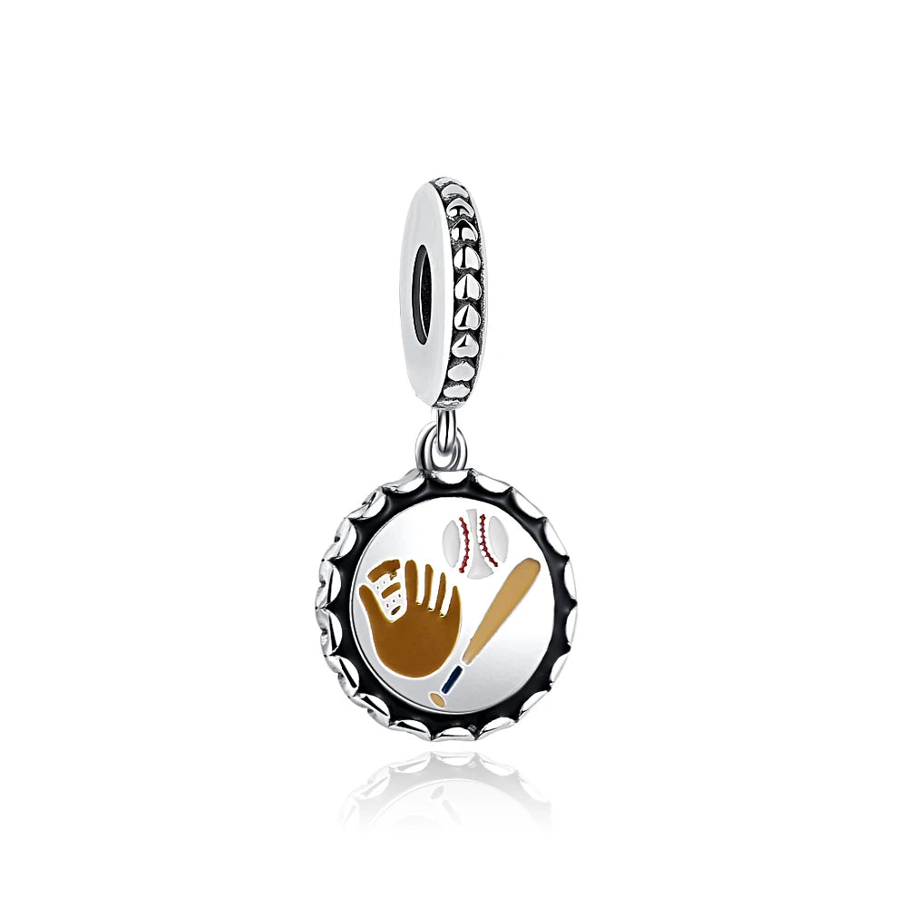 925 Sterling Silver Sports Charm Beads | Baseball & Football Pendant for Original Bracelets & Necklaces DIY Jewelry Gift for Women