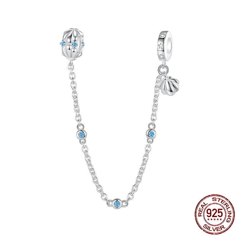 925 Sterling Silver Silicone Spacer Beads & Safety Chain | Clasp Charms Fit Original Pandora 3mm Bracelet – Women’s Jewelry