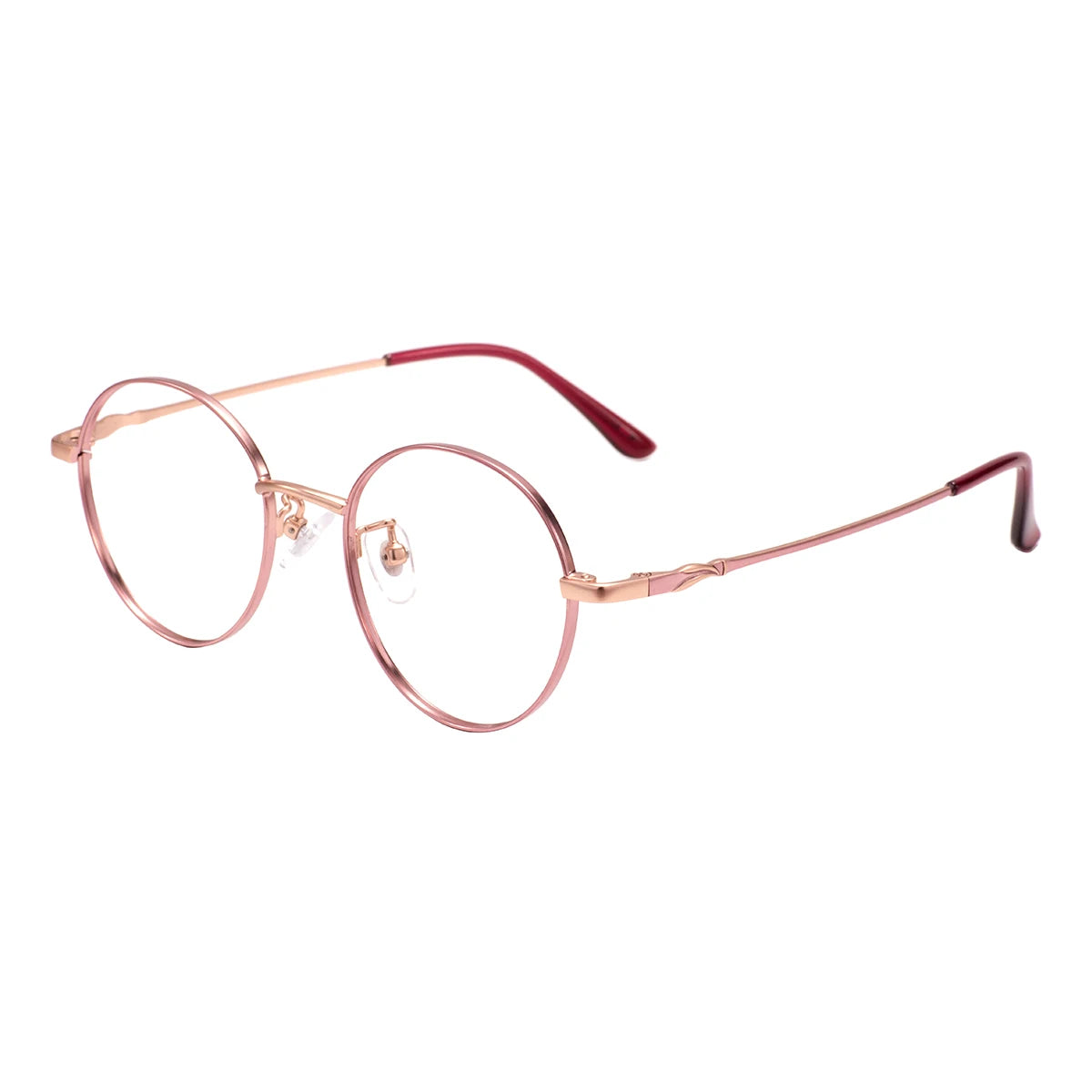 Colorful Round Metal Pink Glasses Frame – Luxury Unisex Full Rim Prescription Eyewear