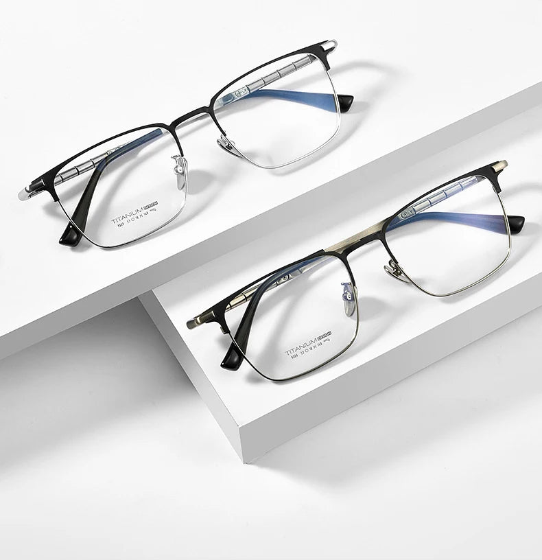 ZIROSAT 9009T Pure Titanium Full-Rim Prescription Glasses for Men – Lightweight Durable Eyewear