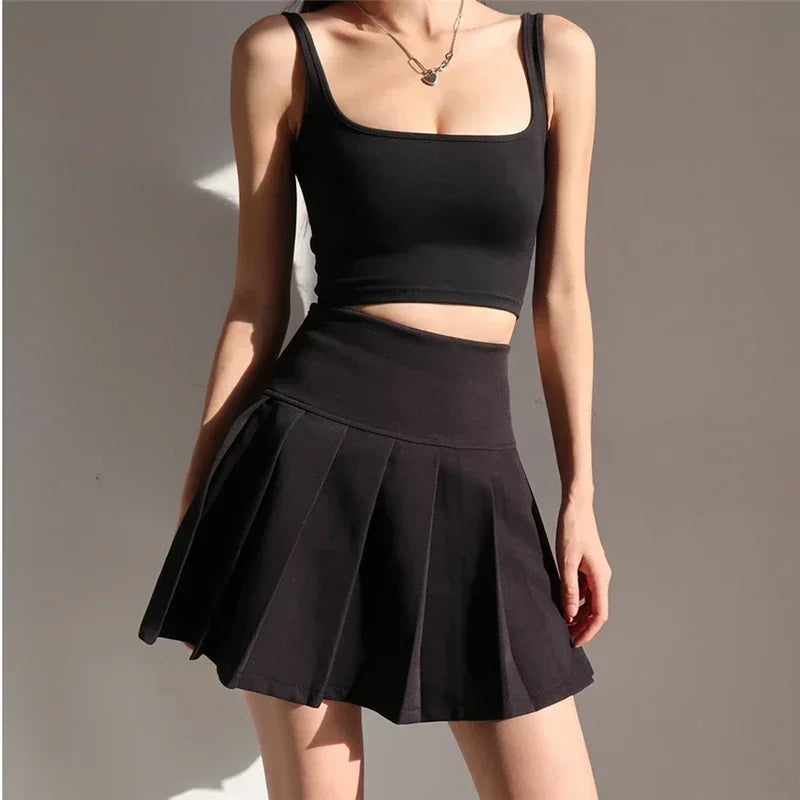 American School Y2K Style High Waist Pleated Mini Skirt – Summer Sexy Hotsweet Short Skirt for Women 2024