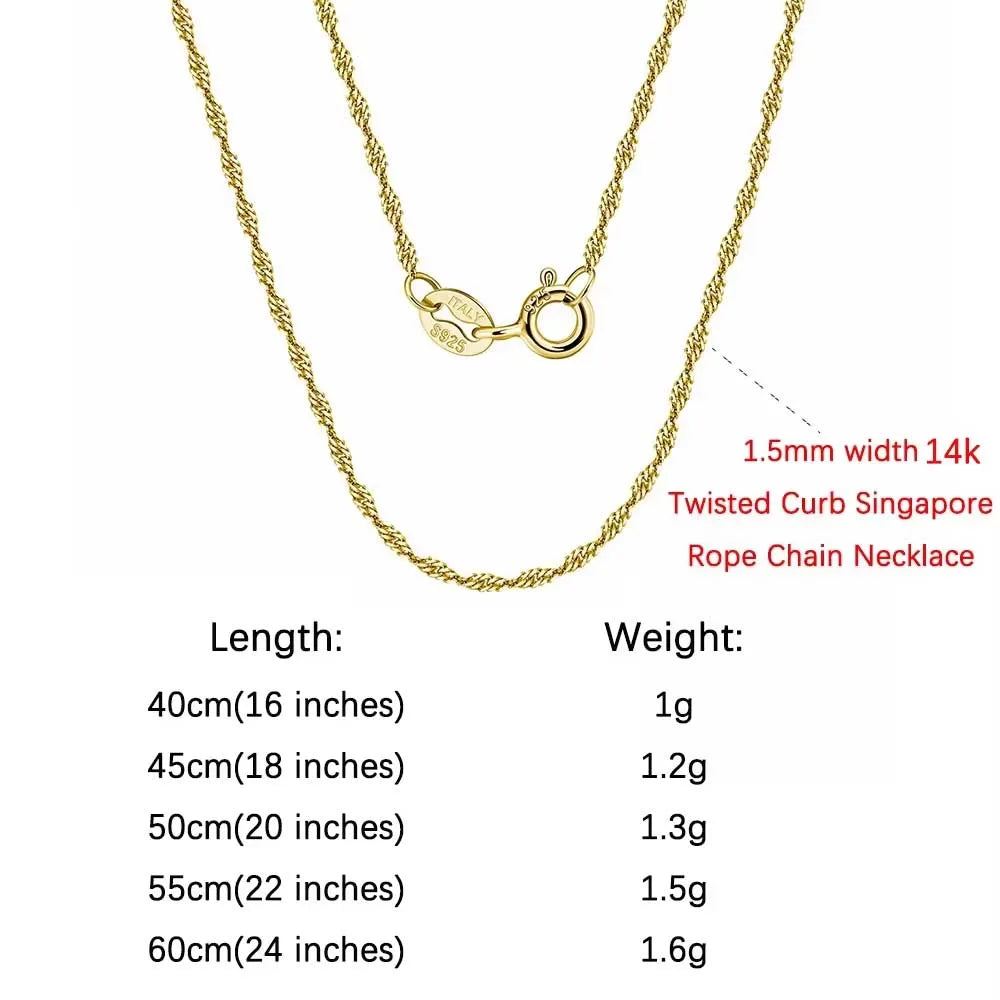 Rinntin 925 Sterling Silver Italian Handmade Chopin Chain Necklace | Simple 1.2mm Women’s Fashion Jewelry SC53