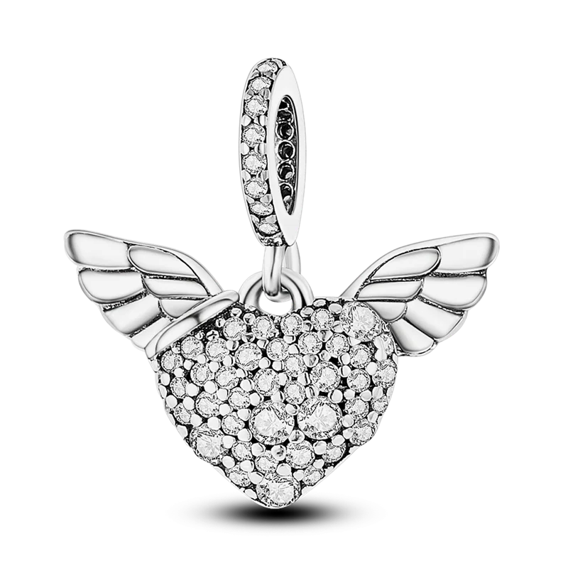 925 Sterling Silver Colorful Charms – Rose, Crown, Rainbow & Heart Dangle Beads Fit Pandora Bracelet & Necklace