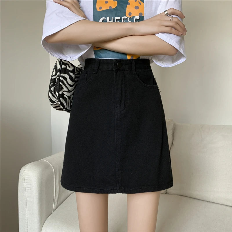 Women’s High Waist A-Line Denim Skirt | Slimming Bodycon Short Skirt Korean Style 2025