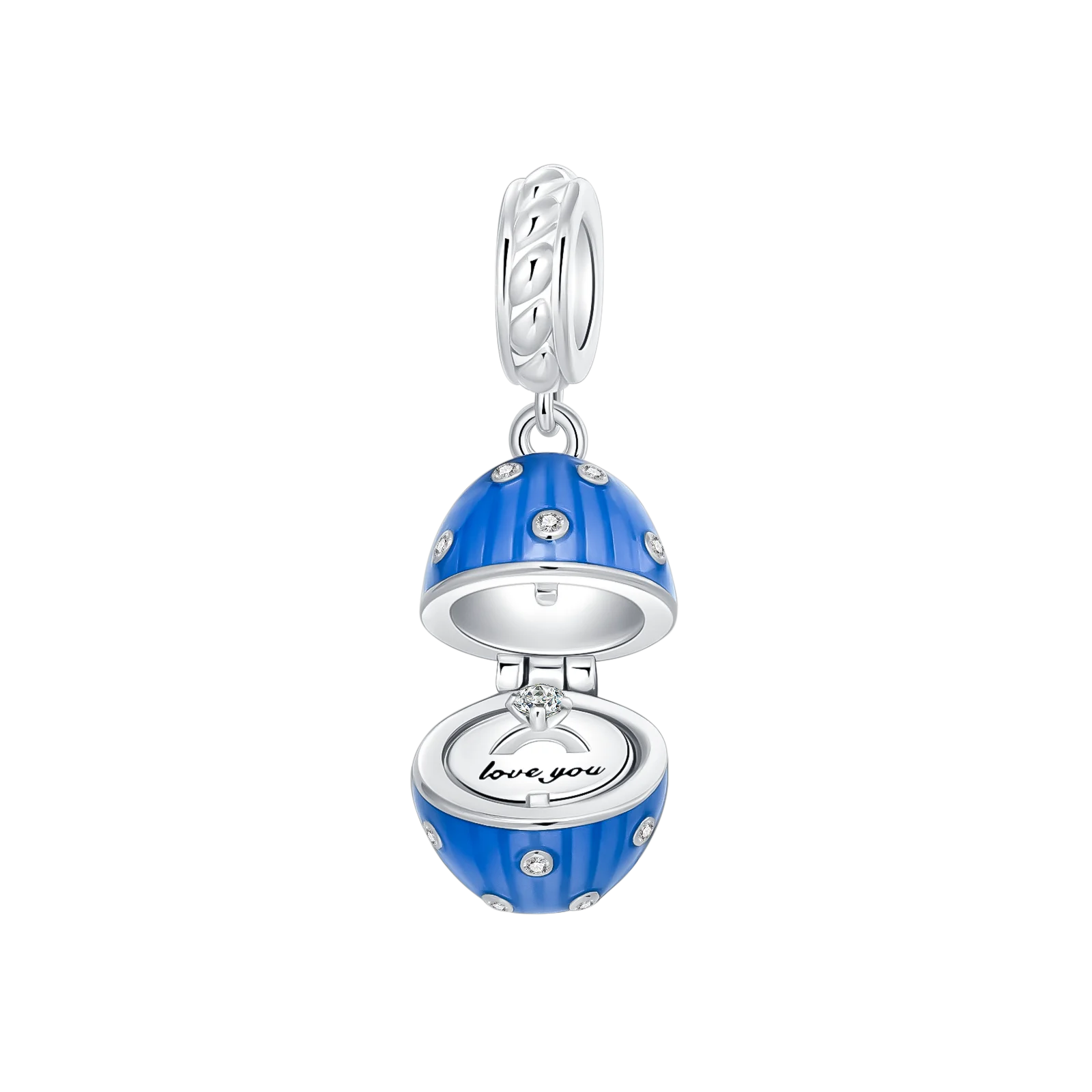 925 Sterling Silver Easter Egg Pendant Charm – DIY Bracelet Jewelry for Women