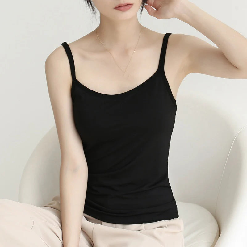 Summer Sexy Black Camisole | Women’s Sleeveless Tank Top Fitness Vest
