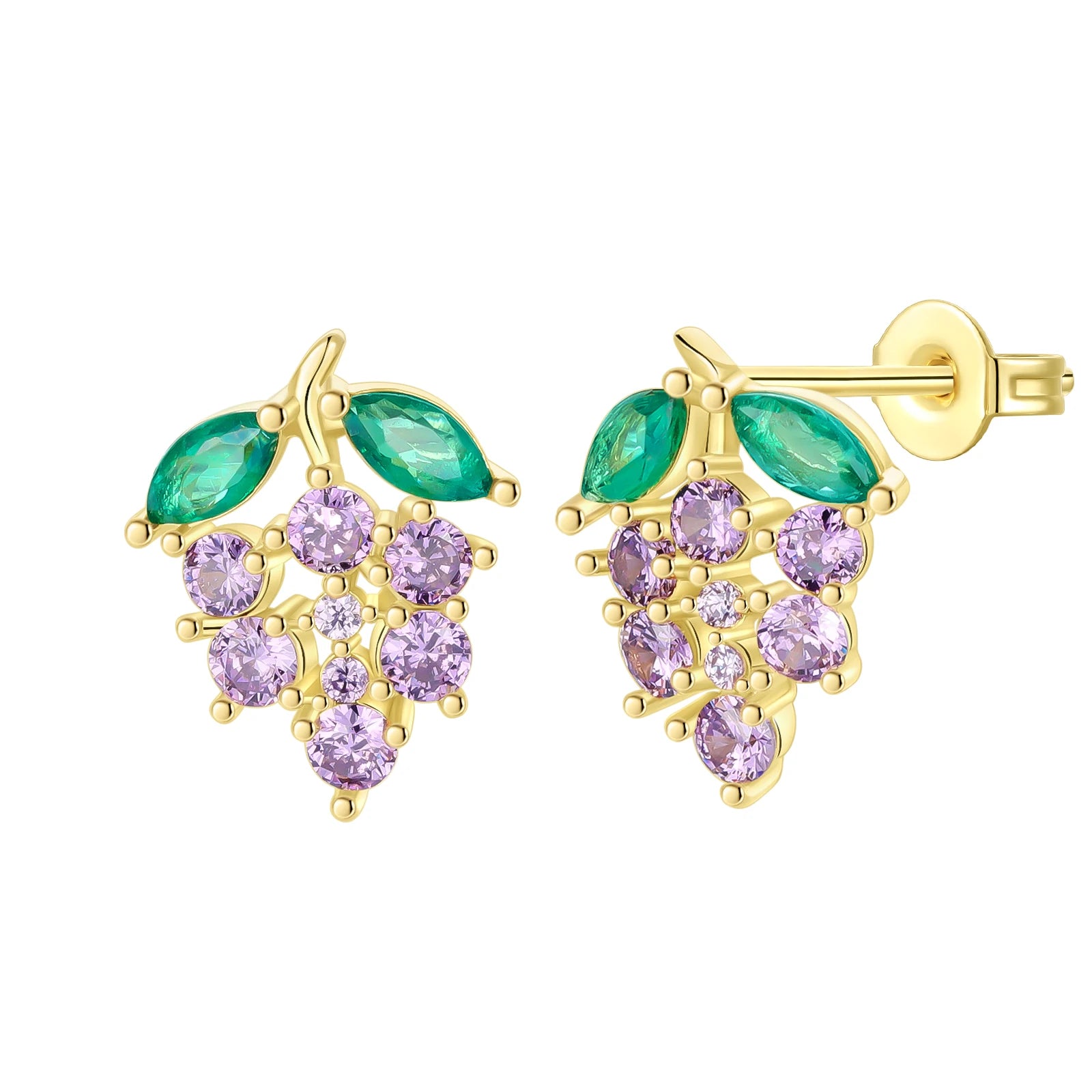 925 Sterling Silver Cute Fruit Earrings – Cherry, Strawberry, Apple & Grape for Women