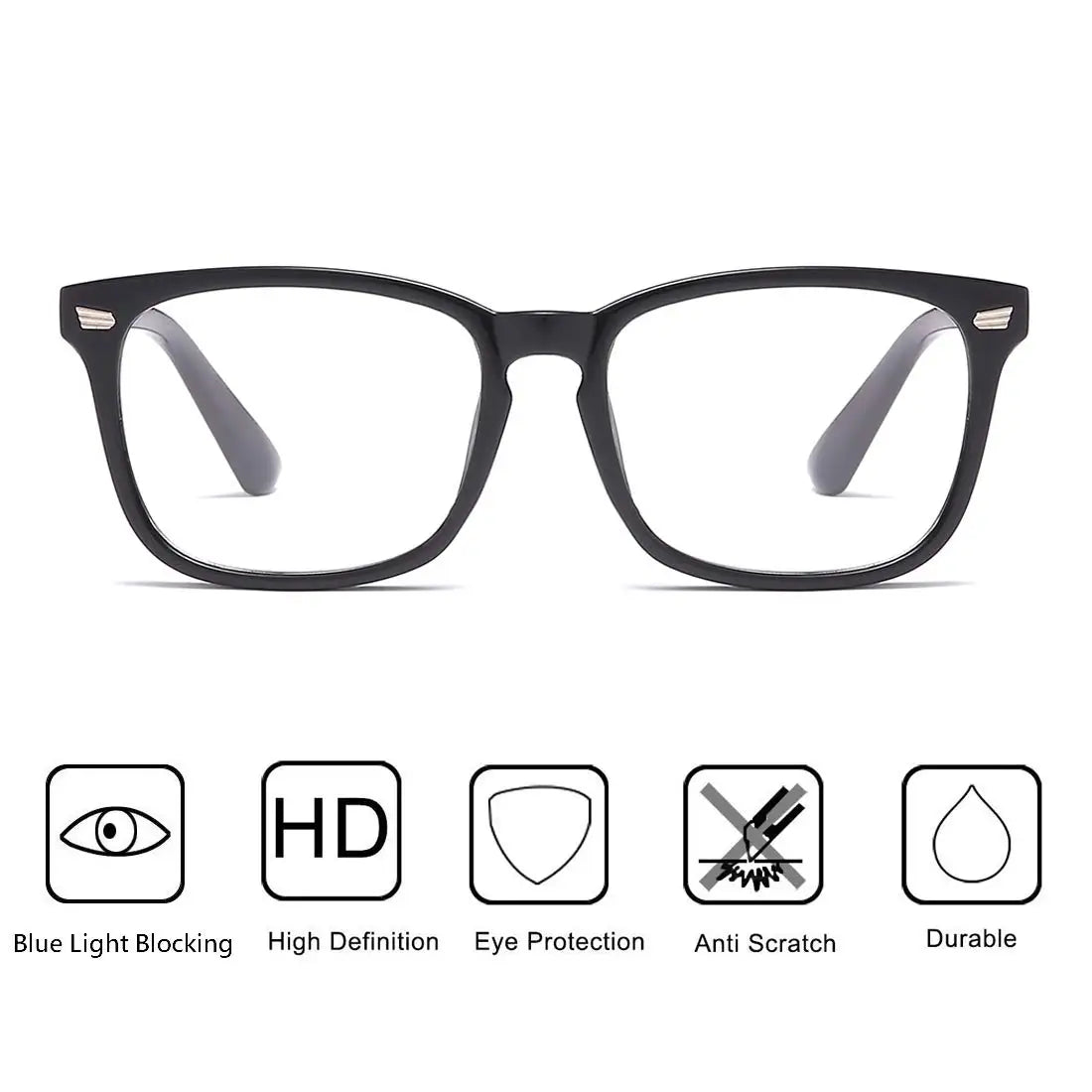 Blue Light Blocking Glasses – Square Nerd Frame Eyeglasses for Computer & Gaming | Anti Blue Ray Glasses