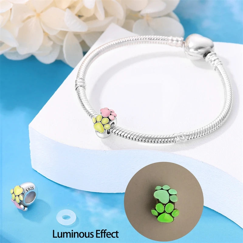925 Sterling Silver Colorful Luminous Charms | Shell Turtle Star Beads