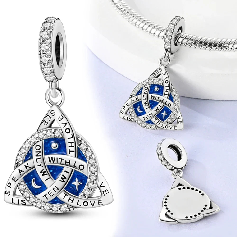 S925 Silver Heart Celtic Knot Lucky Blue Eye Charm – Fit Original Bracelet DIY Jewelry Gift for Women
